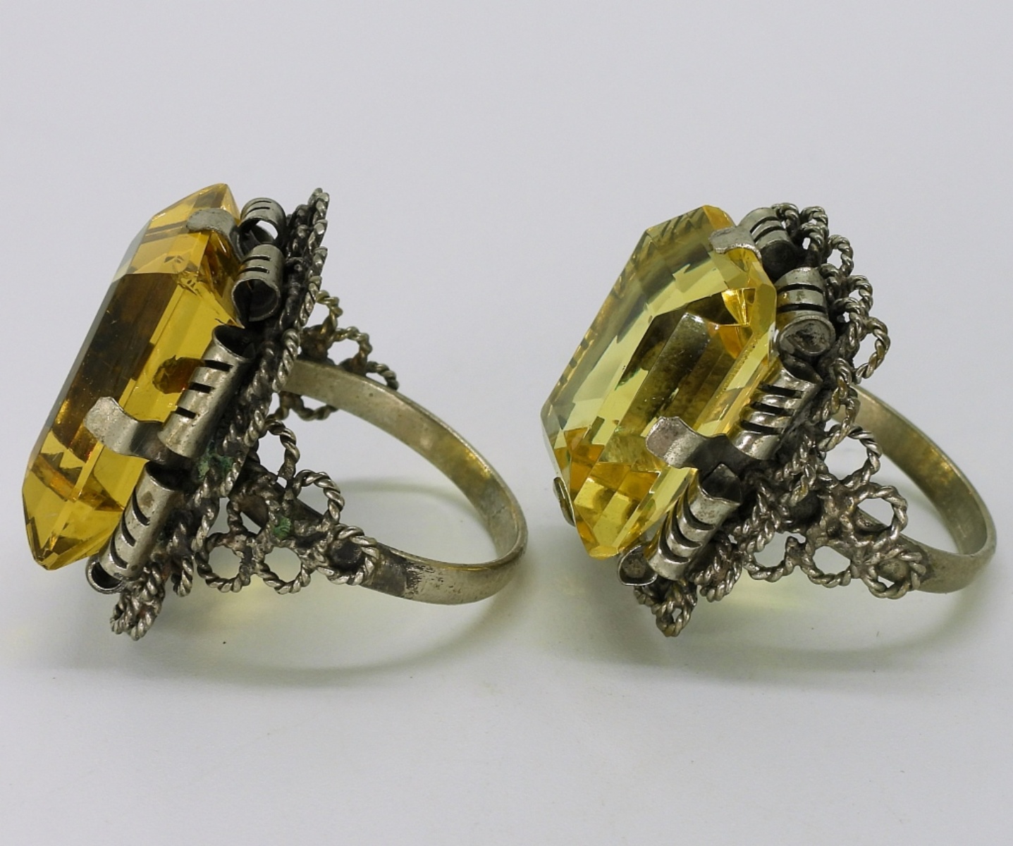 Four Sterling Gemstone Fashion Rings