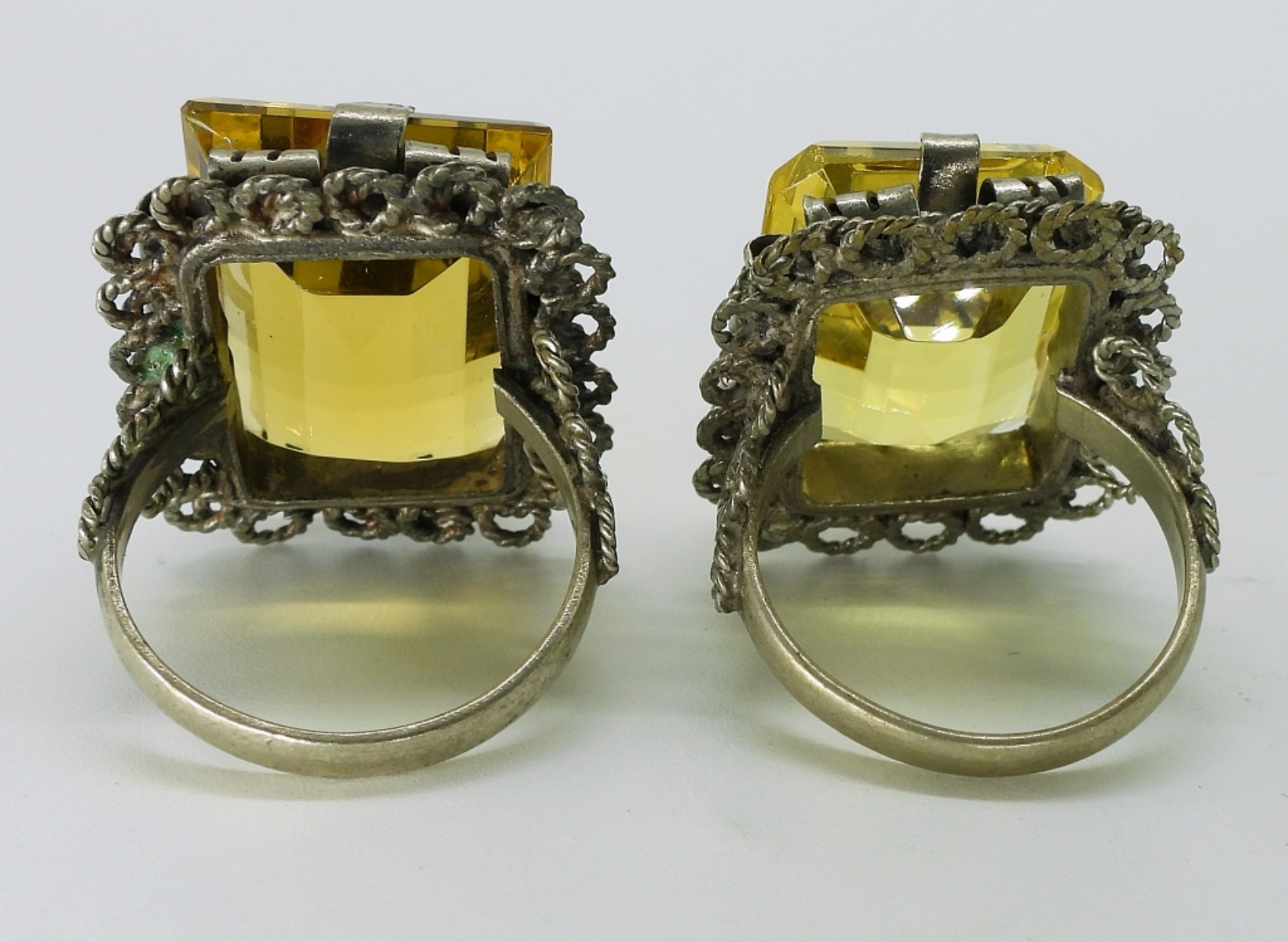 Four Sterling Gemstone Fashion Rings