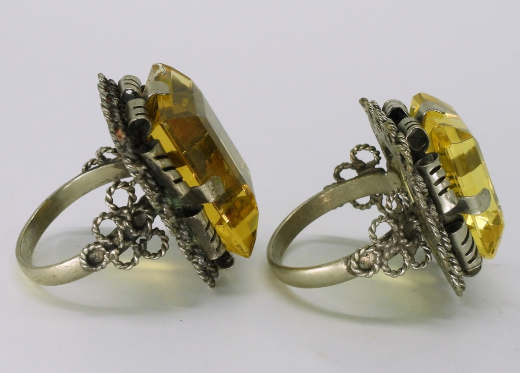 Four Sterling Gemstone Fashion Rings