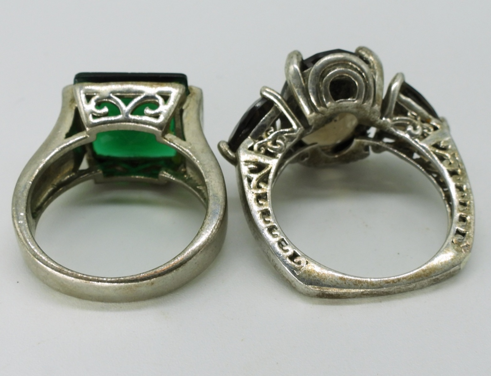 Four Sterling Gemstone Fashion Rings