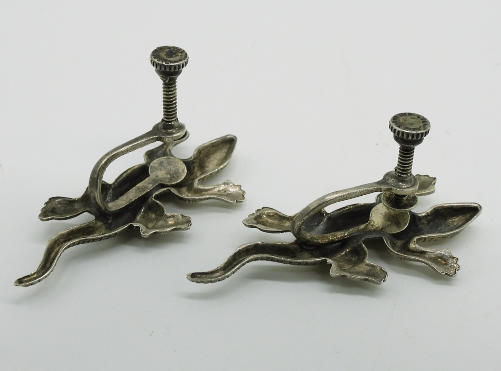 Lang Lizard Sterling Brooch & Screw Back Earrings