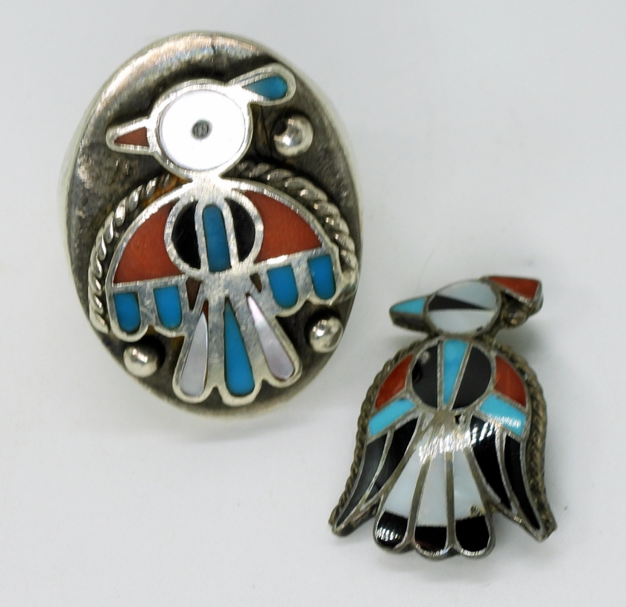 Zuni Style Thunderbird 925 Ring & Pin