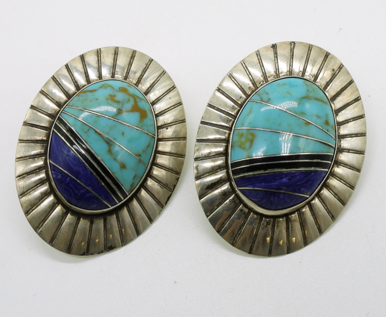 Inlaid Turquoise, Sterling Earrings
