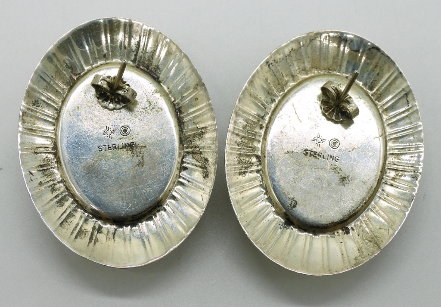 Inlaid Turquoise, Sterling Earrings
