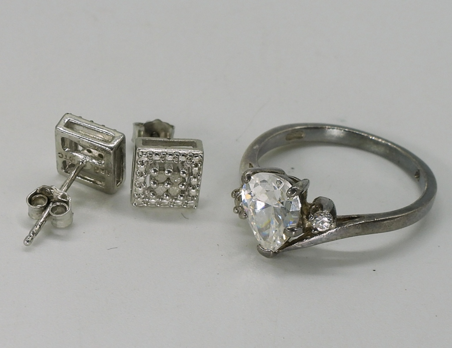 Simulated Diamond 925 Necklaces, Ring, Earrings