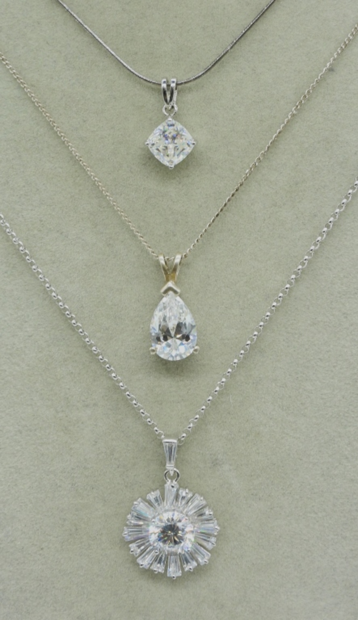 Simulated Diamond 925 Necklaces, Ring, Earrings