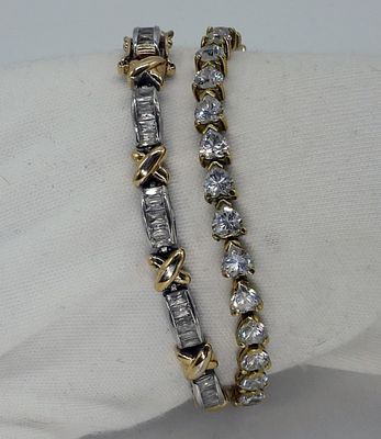 2 Sterling & Gold Tone Fashion Bracelets. Two sterling and gold tone fashion bracelets, 7.5" 