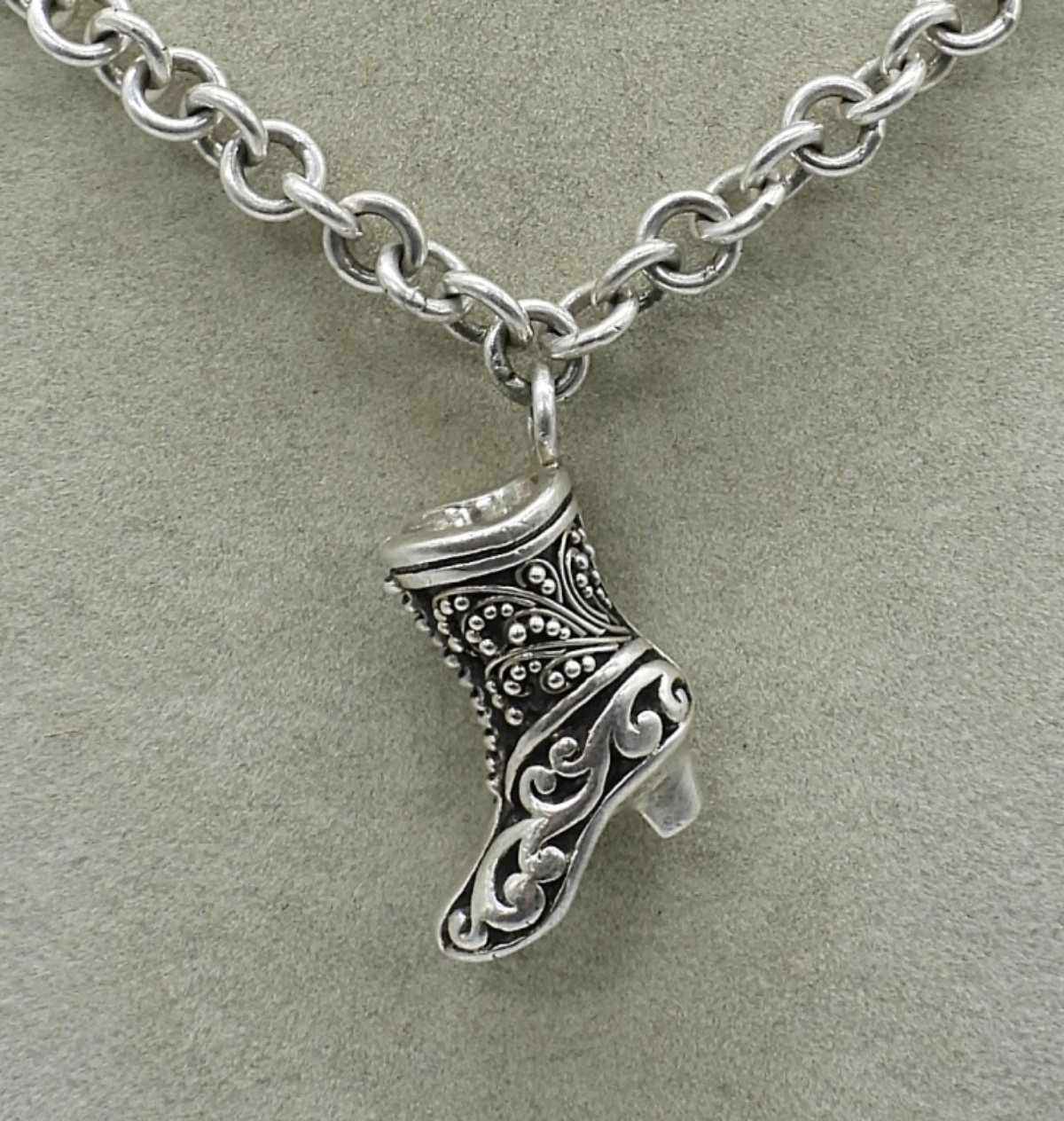 Lois Hill Sterling Boot Necklace