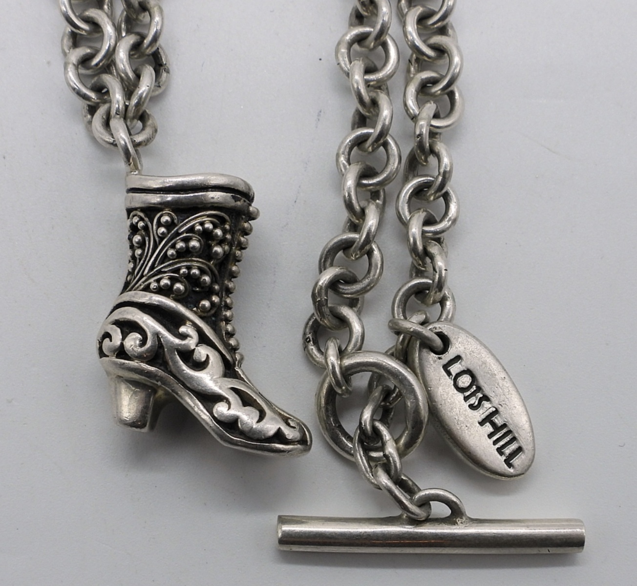 Lois Hill Sterling Boot Necklace