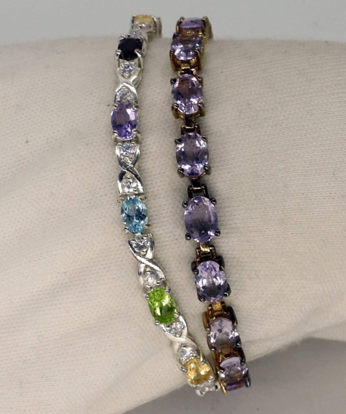 2 Sterling Gemstone Fashion Bracelets
