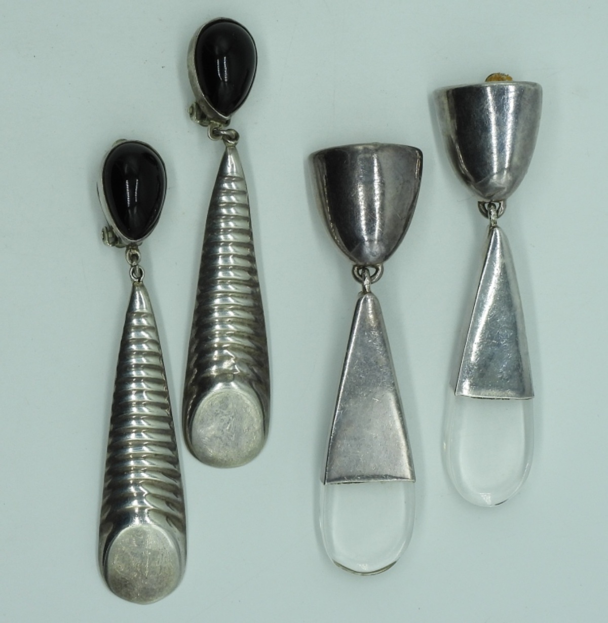 Two Pair Vintage Sterling Clip On Earrings