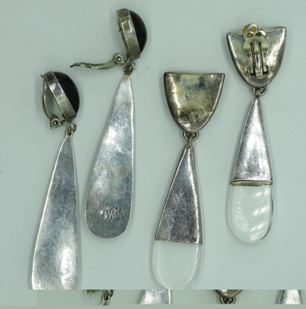 Two Pair Vintage Sterling Clip On Earrings