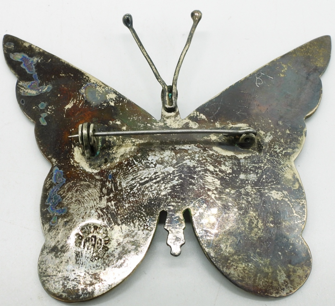 2 Vintage 925 Abalone Butterfly Pins