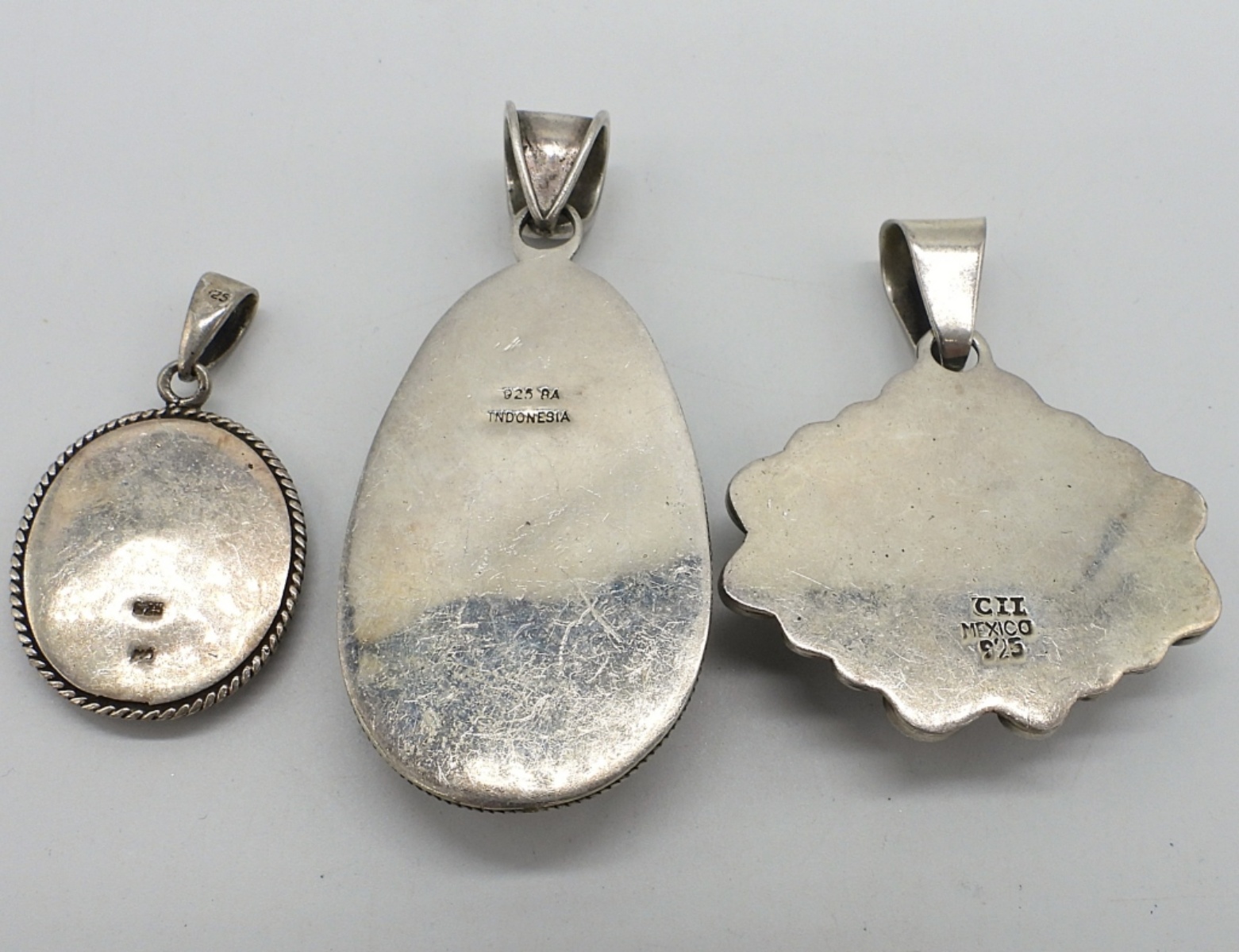 3 Sterling Pendants, Blue Lace Agate & More