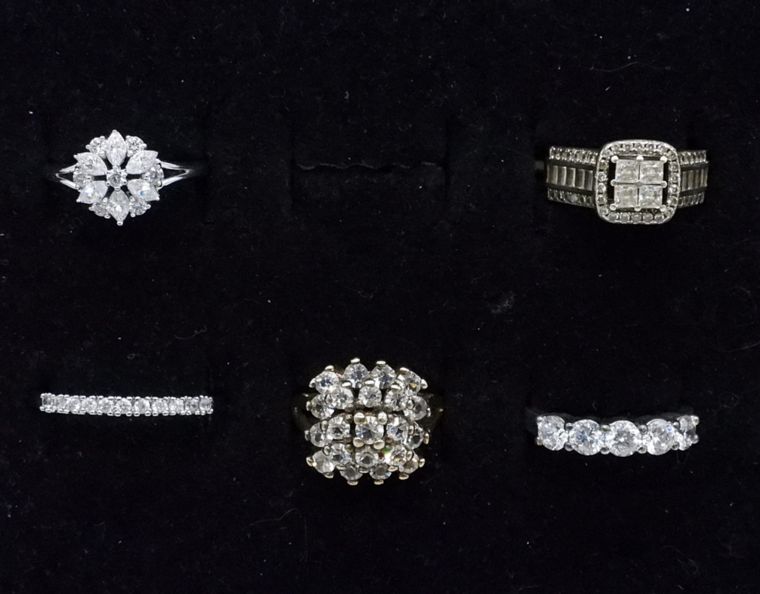 5 Sterling Simulated Diamond Rings