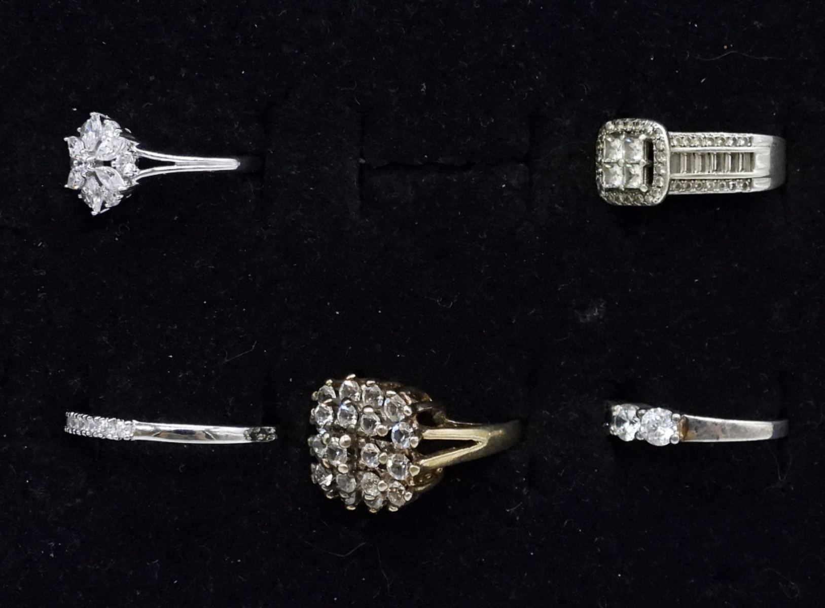 5 Sterling Simulated Diamond Rings