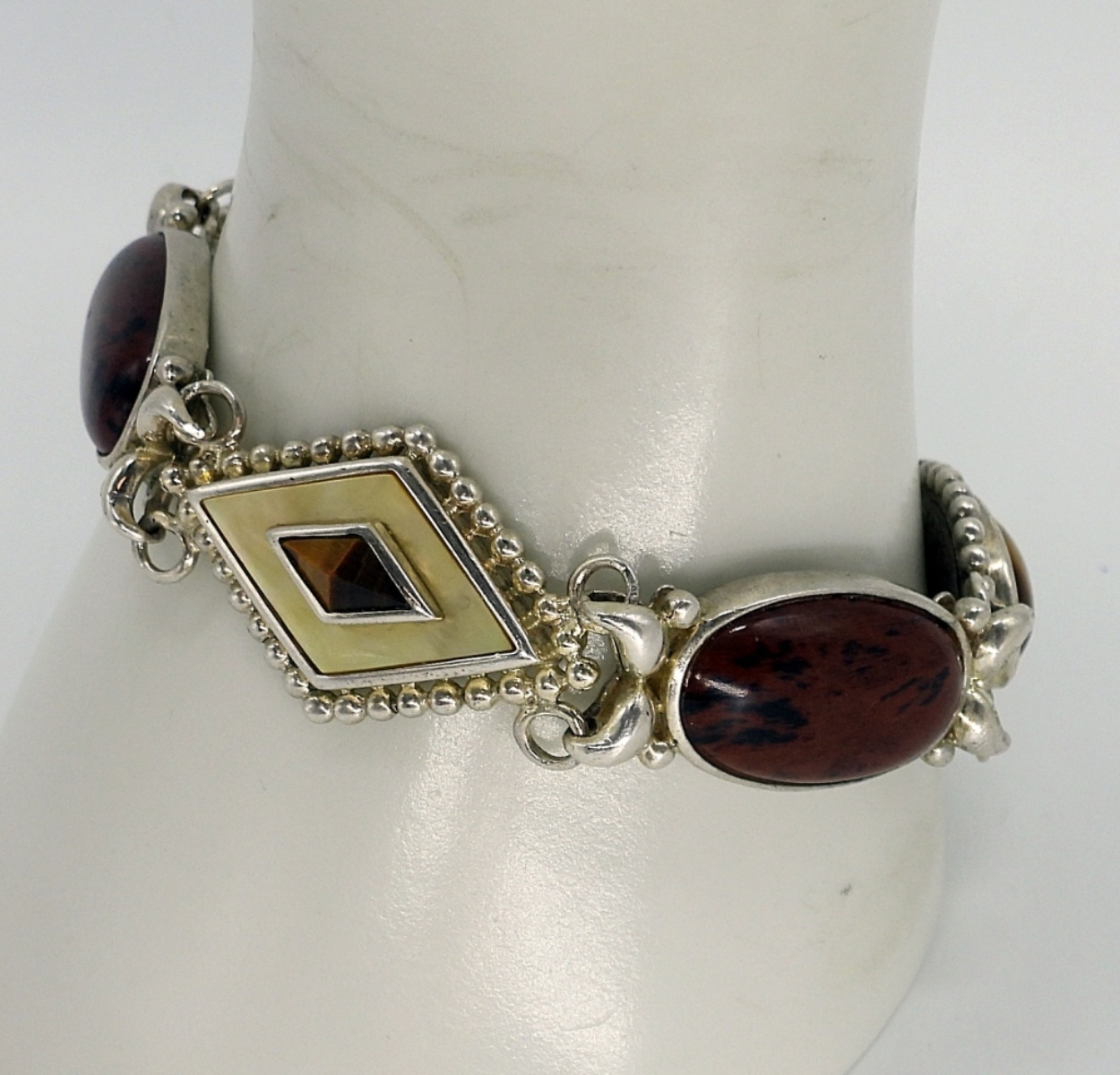 Whitney Kelly 925 Tigers Eye, Jasper Bracelet