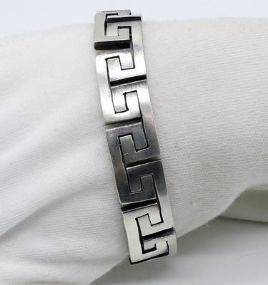 Taxco 925 Greek Key Link Bracelet. Taxco Mexico 925 Greek Key Link Bracelet, 7.5" long, 1/2" 