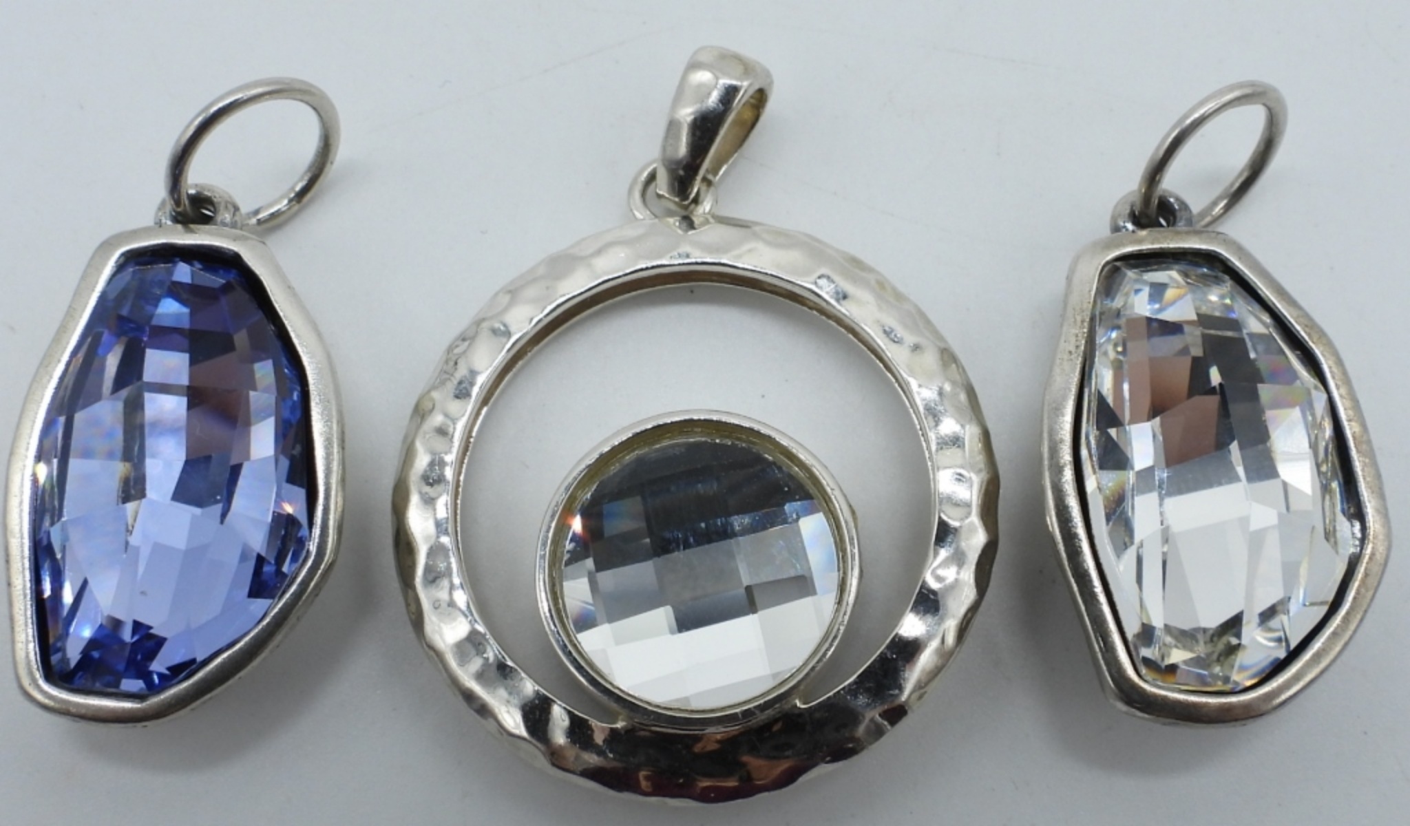 3 Sterling Pendants with Rhinestones