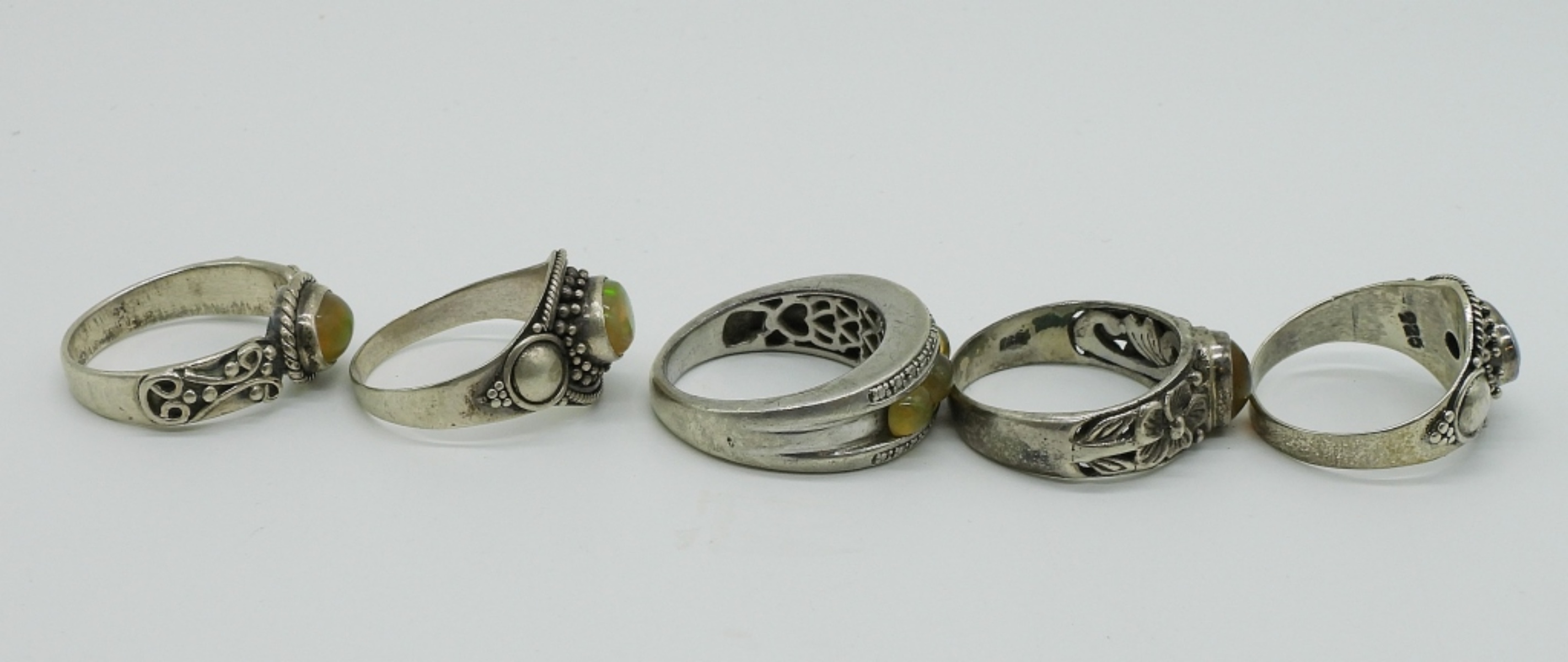 5 Opal and Opalite Sterling Rings