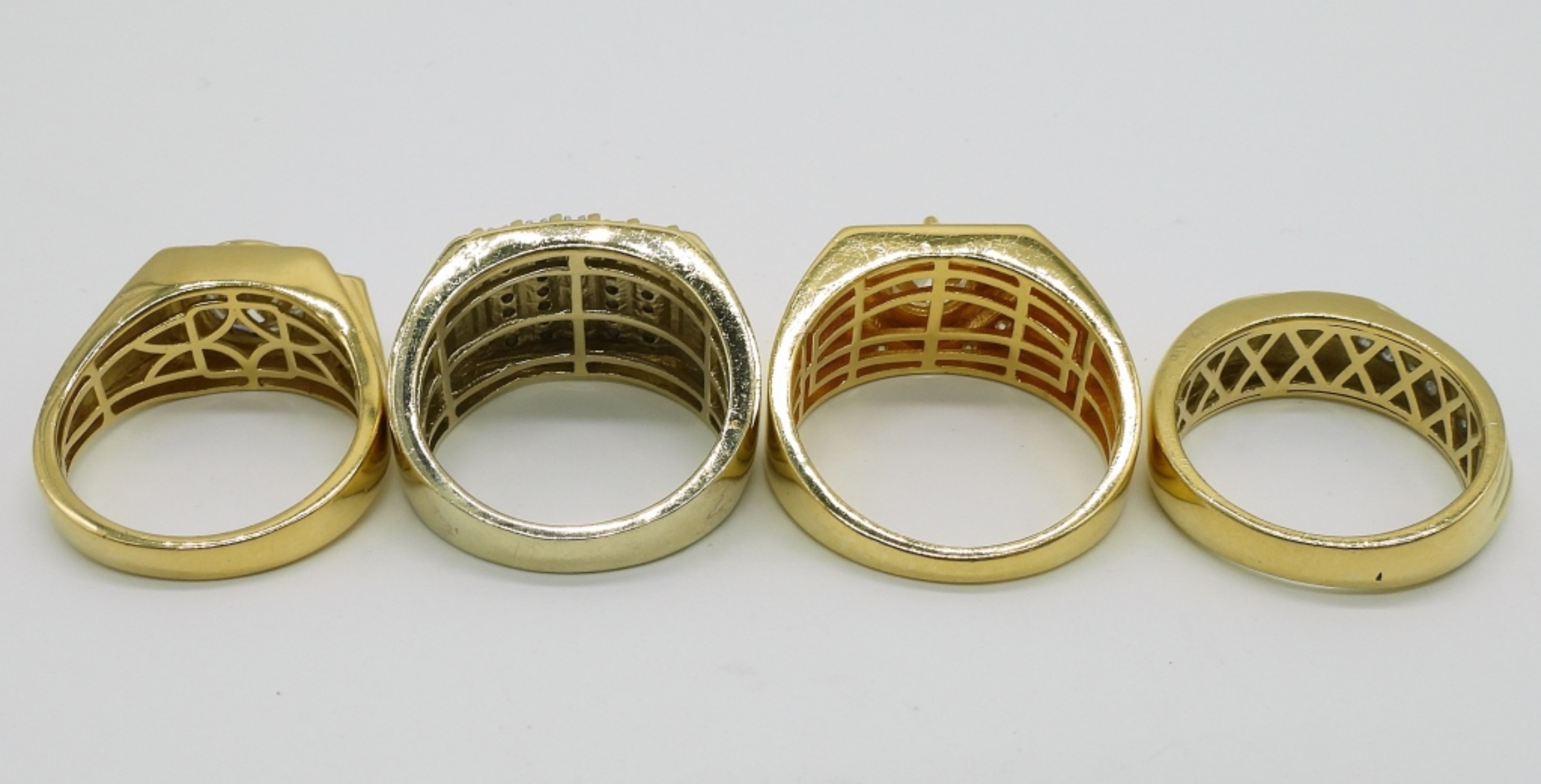 Four Gold Tone Sterling Chunky Rings