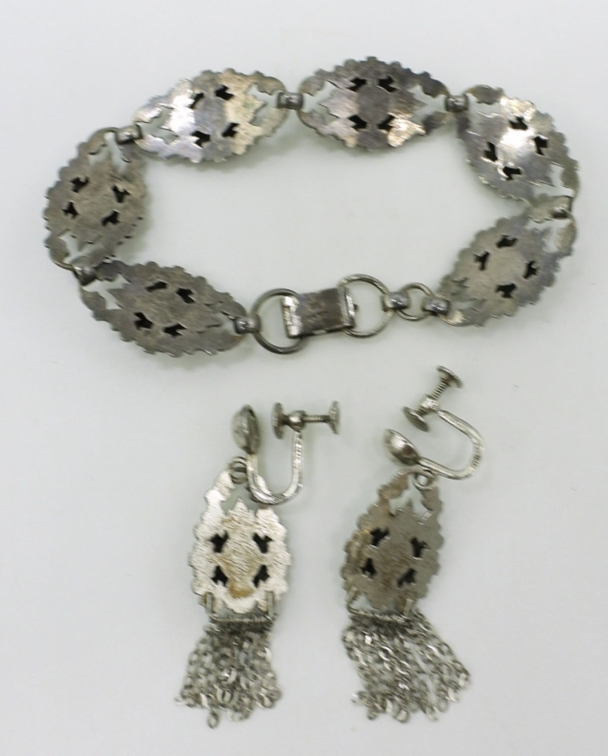 Matching Sterling Bracelet & Earrings - Vintage