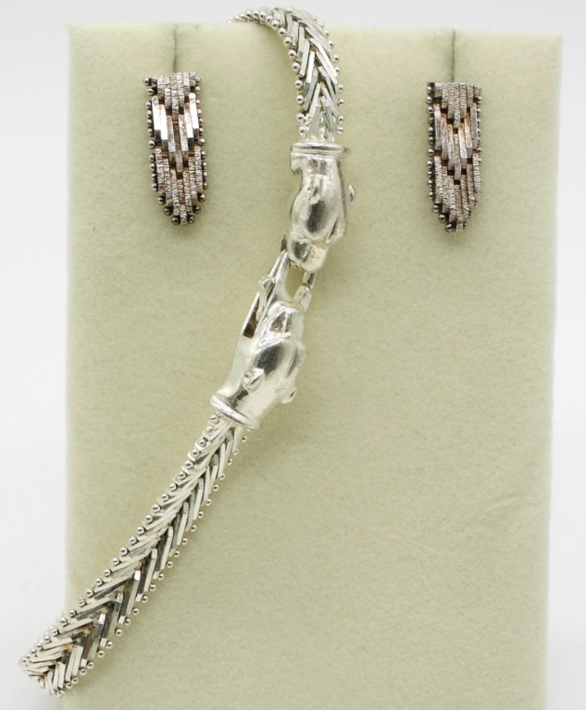 Milor Panther Riccio Chevron Bracelet & Earrings
