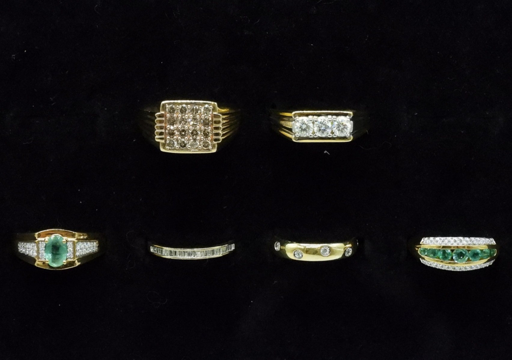 6 Gold Tone 925 Moissanite & Diamond Rings