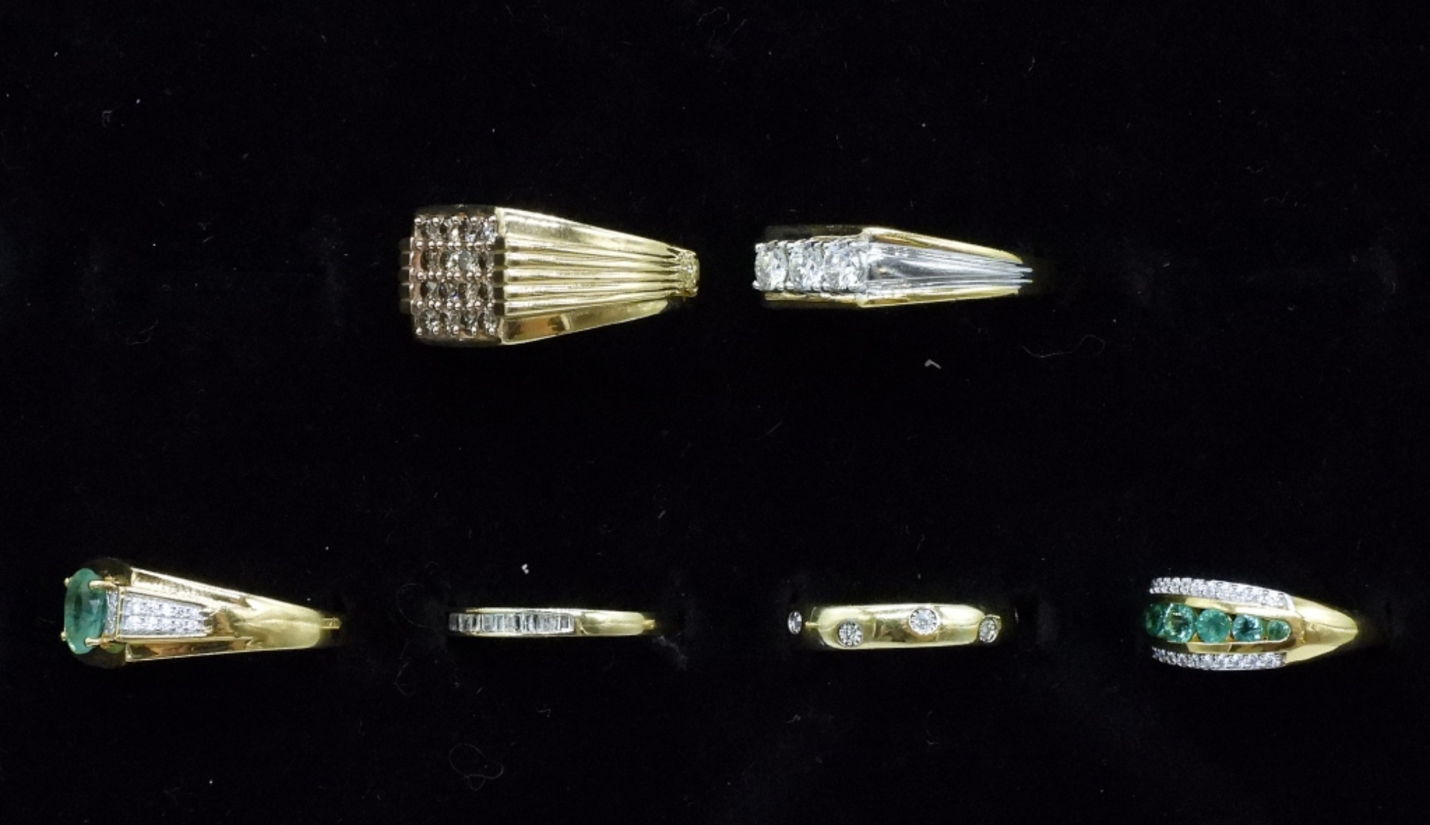 6 Gold Tone 925 Moissanite & Diamond Rings
