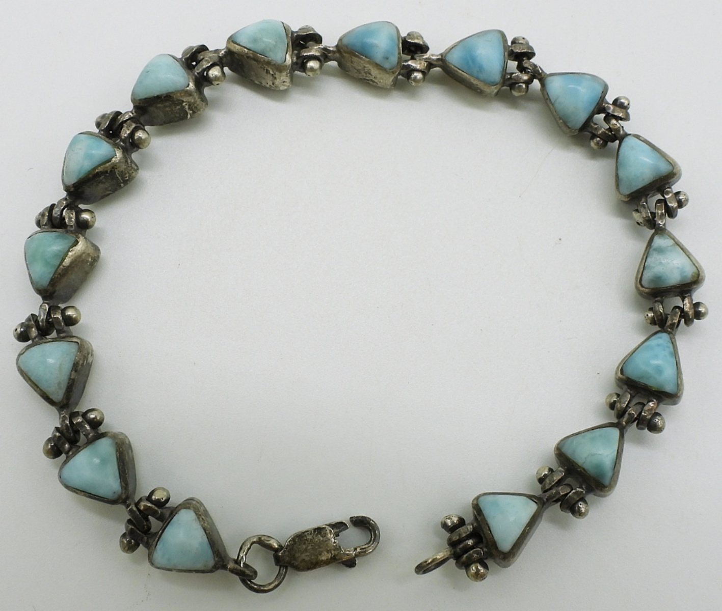 Double Sided Larimar & Amber Bracelet
