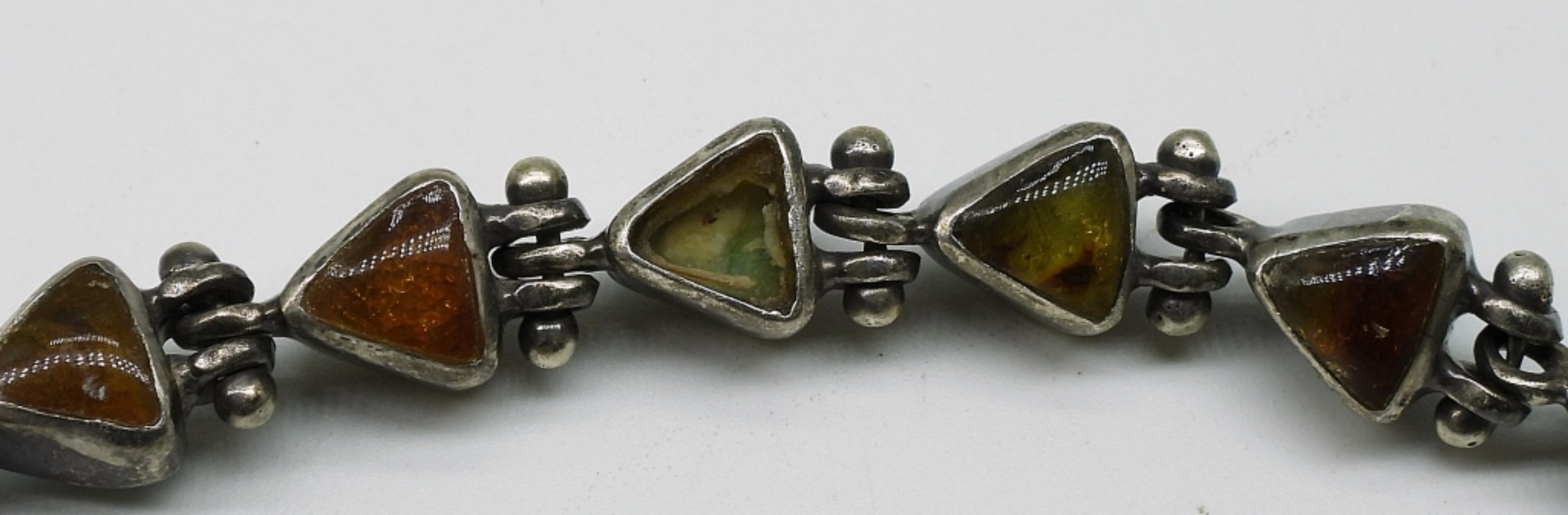 Double Sided Larimar & Amber Bracelet