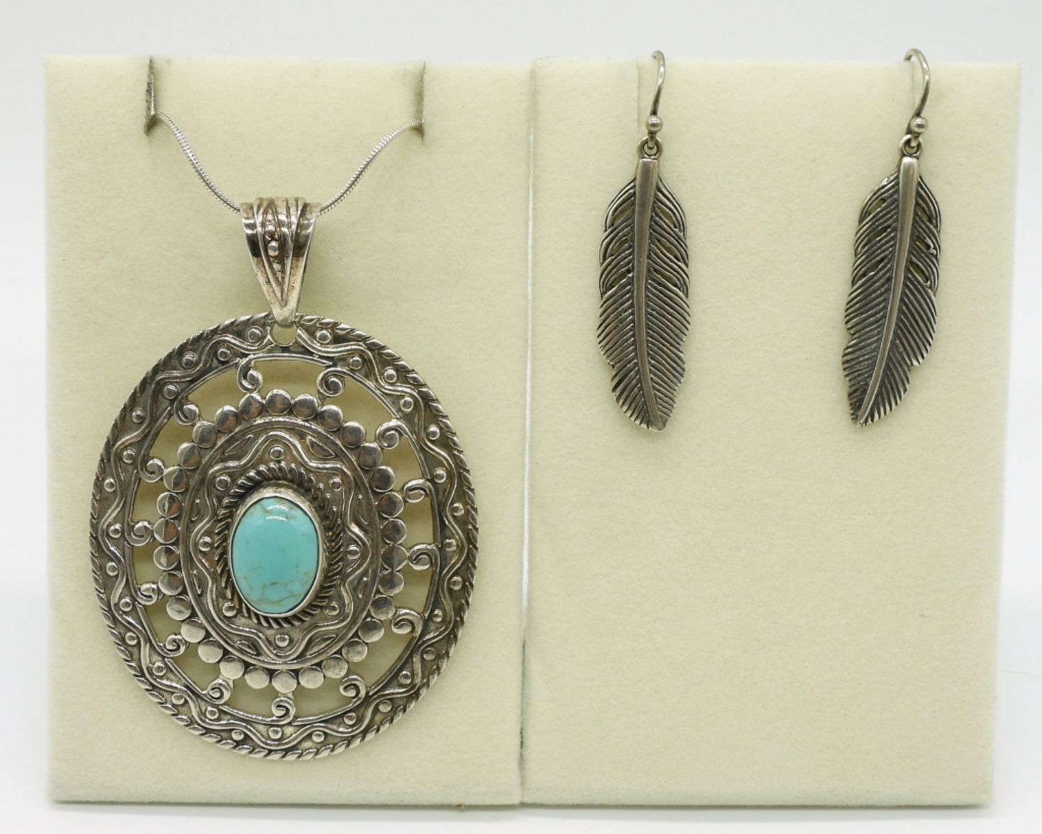 Silpada Sterling Feather Earrings & Necklace