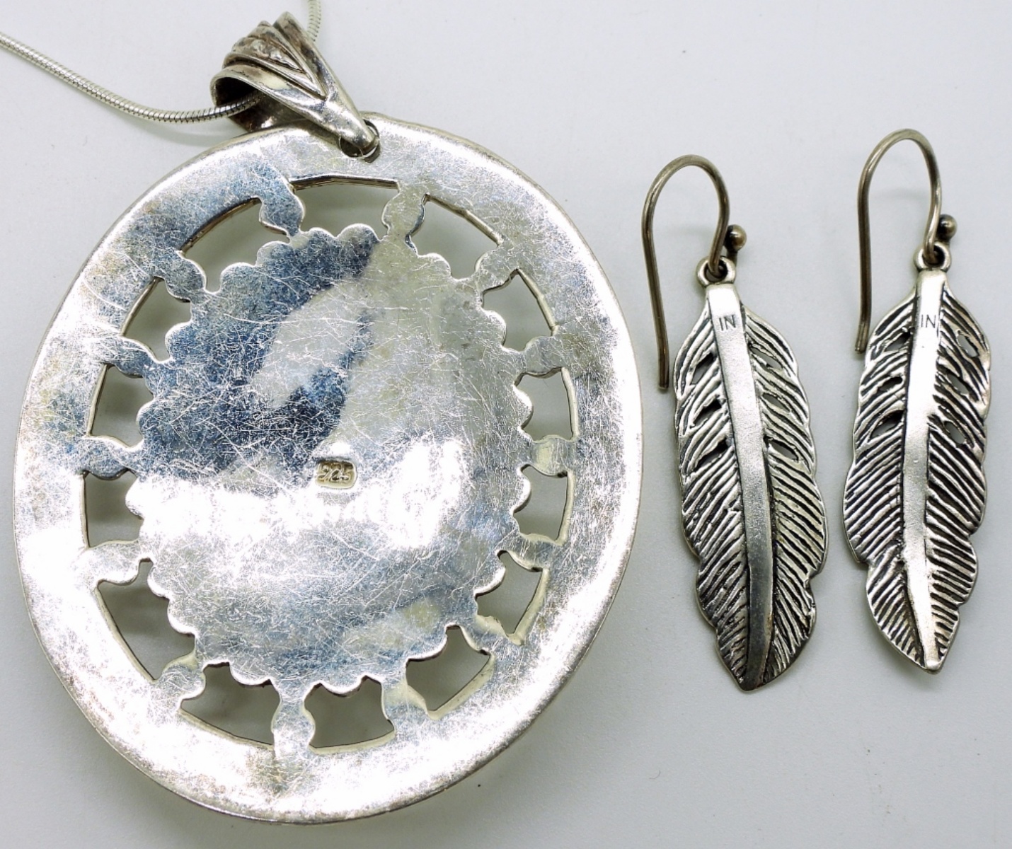 Silpada Sterling Feather Earrings & Necklace