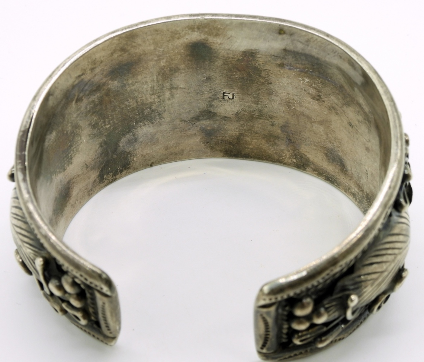Native American Floral Cuff Bracelet - Sterling