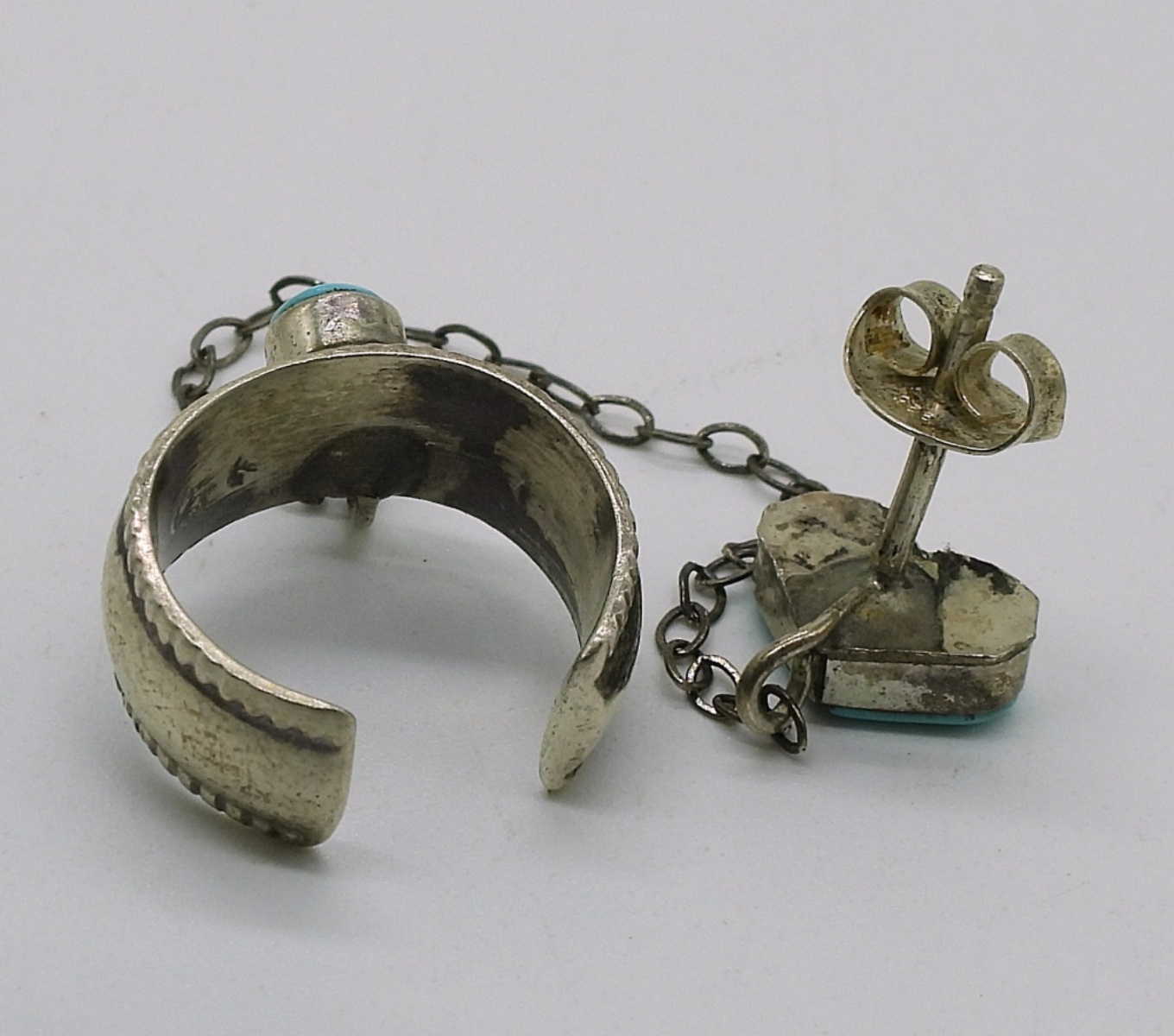 Four 925 Turquoise Rings, Ear Cuff & Bracelet