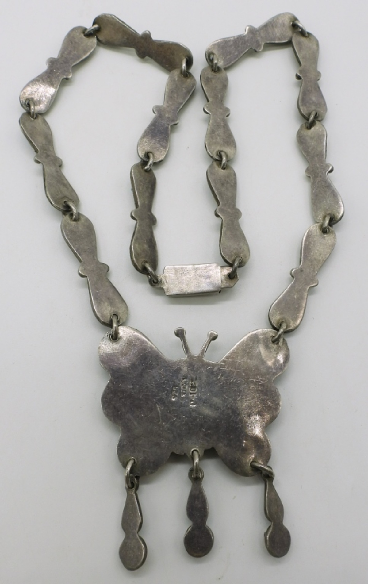 Taxco Sterling Butterfly Necklace with Gemstones