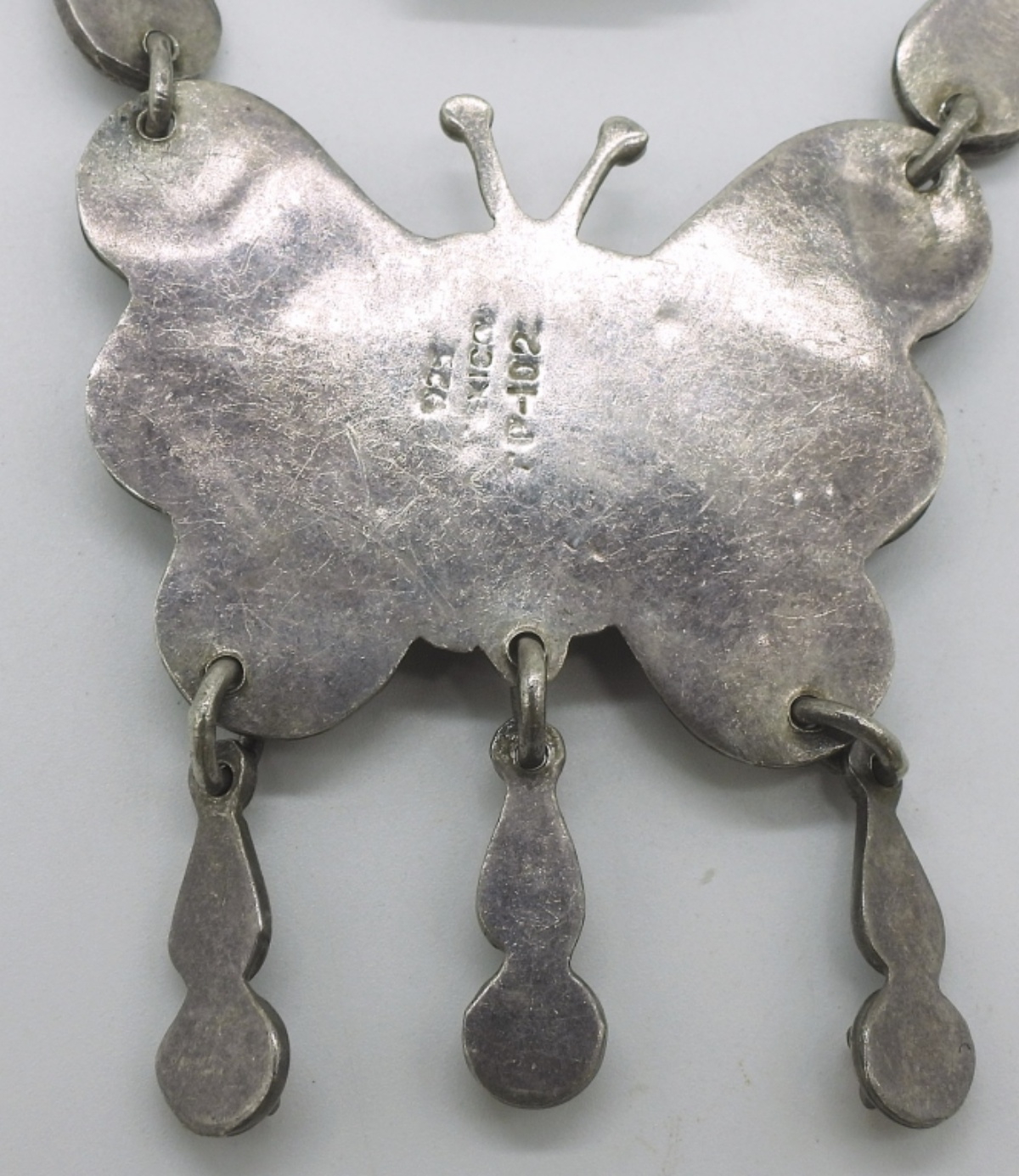 Taxco Sterling Butterfly Necklace with Gemstones
