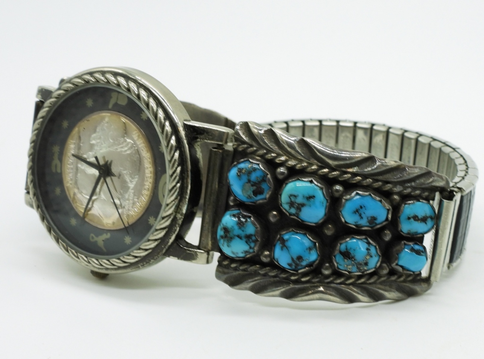 Navajo Turquoise Watch Ends with Watch Face