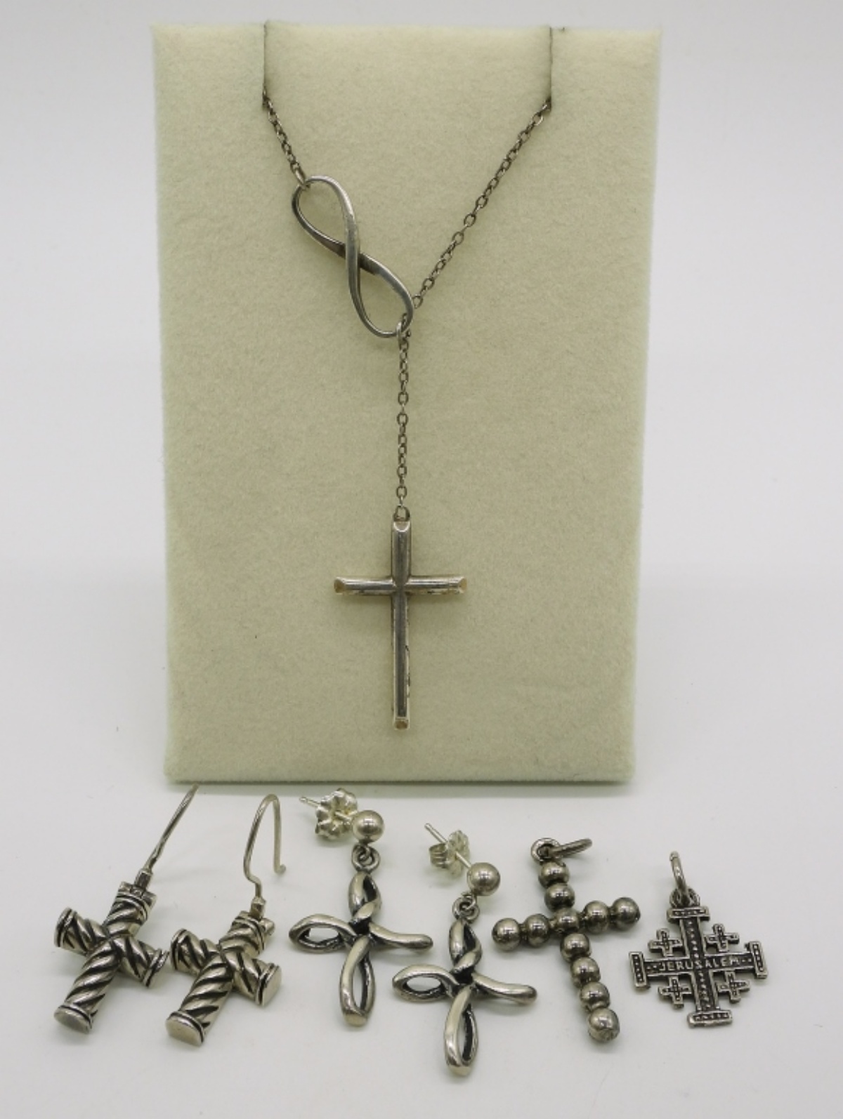 Sterling Cross Necklace and Earrings