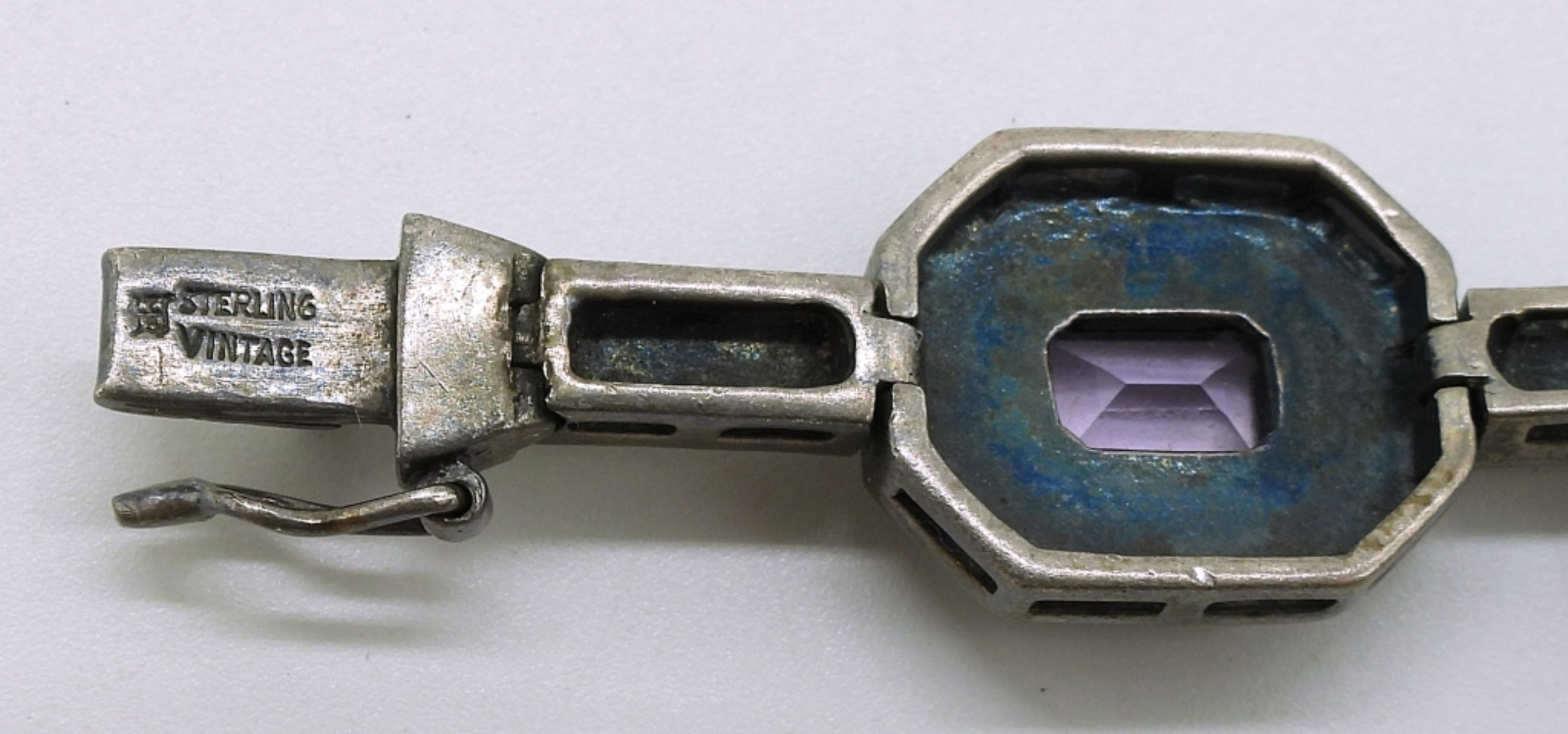 Vintage Sterling, Amethyst, Marcasite Bracelet,