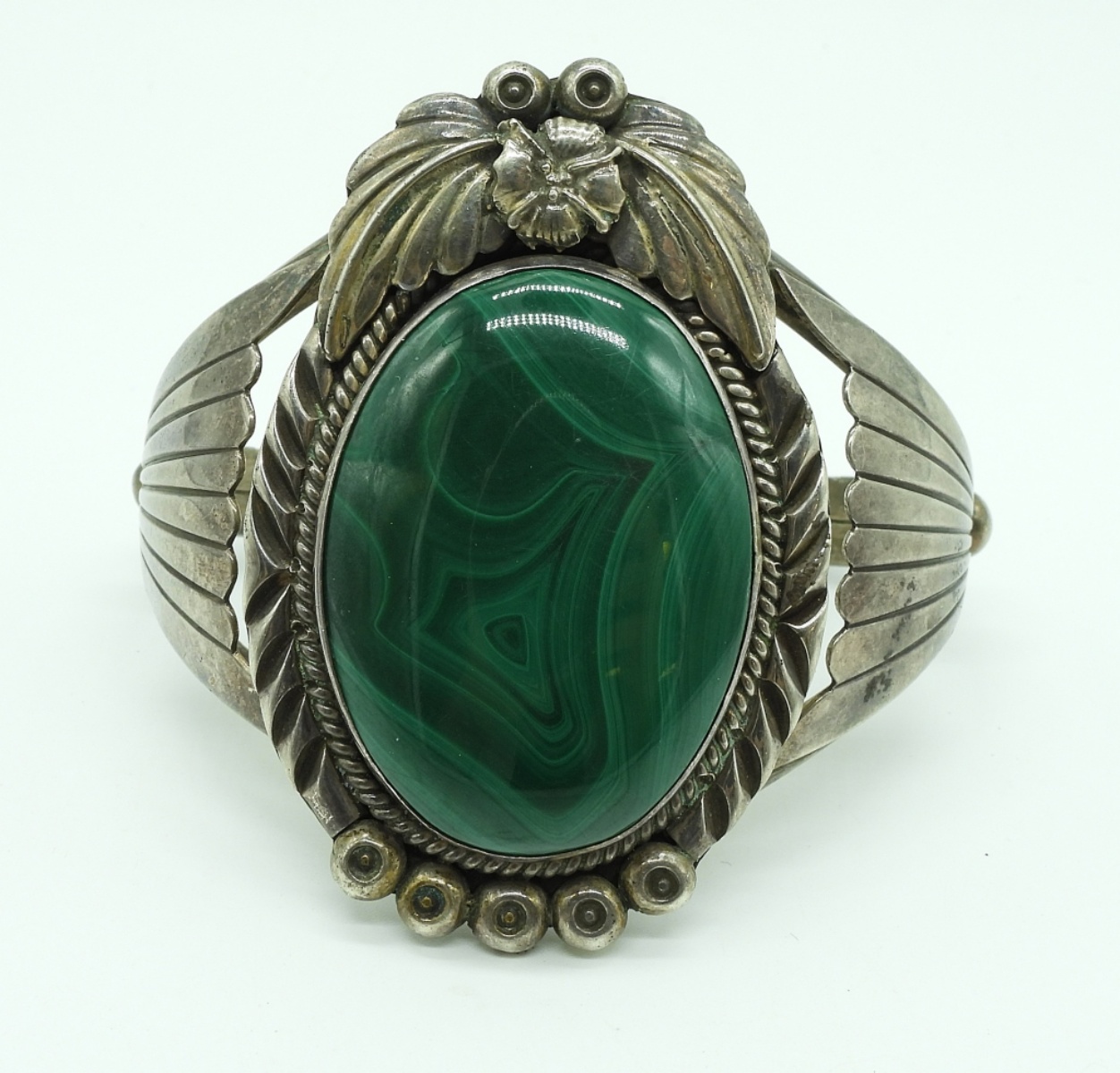 Malachite Sterling, Navajo Cuff Bracelet