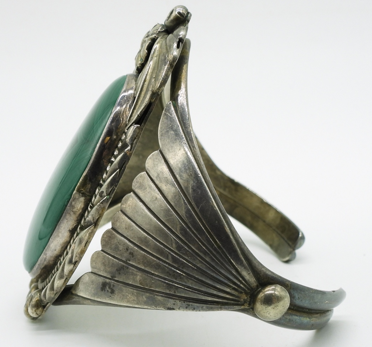 Malachite Sterling, Navajo Cuff Bracelet