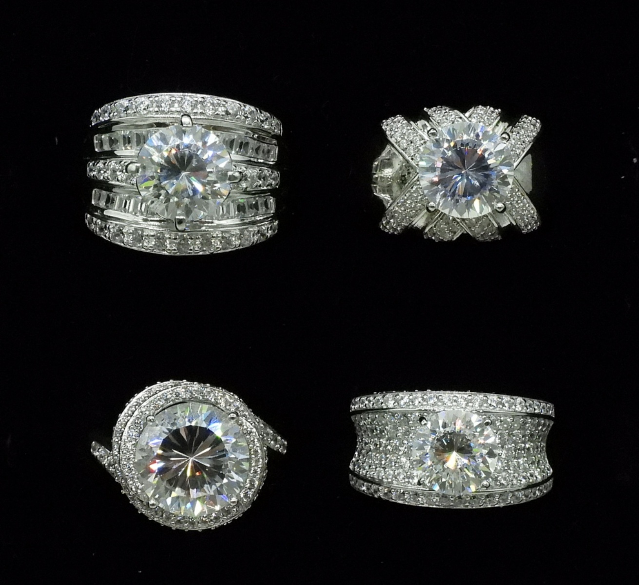 Four Incredible Sterling Bridal Style Rings