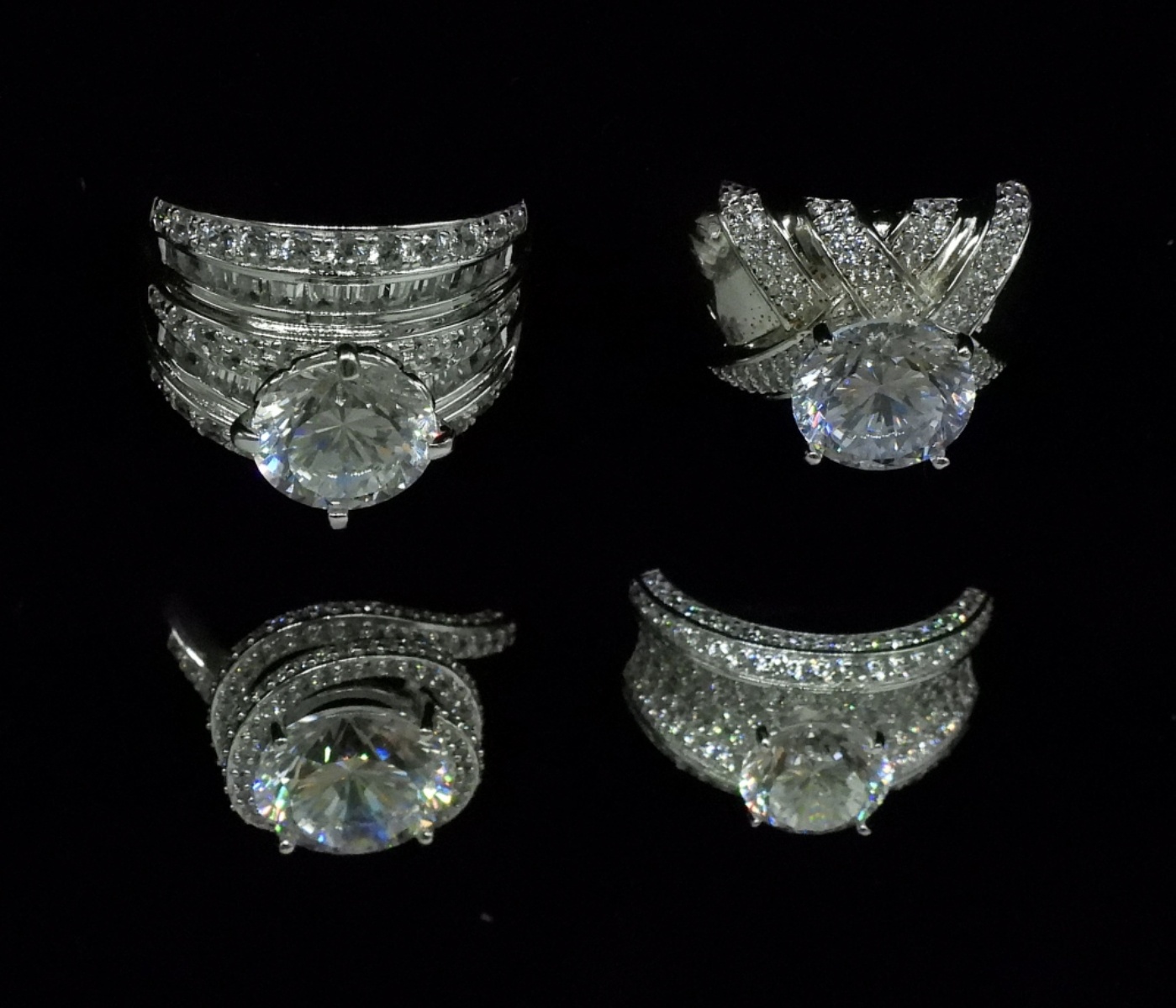 Four Incredible Sterling Bridal Style Rings