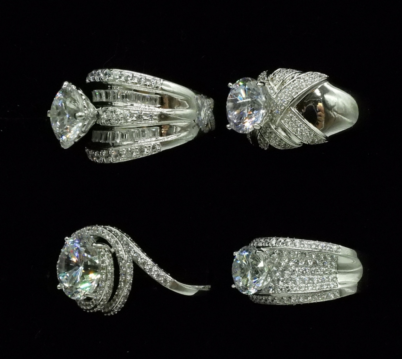 Four Incredible Sterling Bridal Style Rings