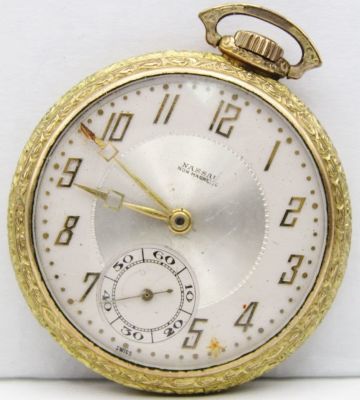 ANTIQUE NASSUA POCKET WATCH. SWISS MOVEMENT, 15j, 12 SIZE, NOT RUNNING but WINDS & MOVES NICELEY 