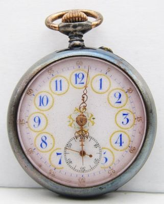 SWISS FANCY FACE LADIES POCKET WATCH. 10 SIZE, SERIEAL NUMBER HIDDEN, NO MAKERS MARK, NOT 