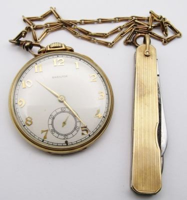HAMILTON OPENFACE POCKET WATCH 1936-1954. SERIAL #H19766, GRADE 921, 21j, 10 SIZE, RUNNING 