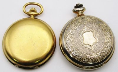 BELLE-SUISSE POCKET WATCH RUNNING. missing BOW - plus CALIBRI 17j POCKET WATCH UNTESTED