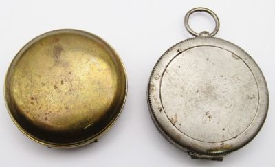 (2) WORKING COMPASSES (1) MILITARY. missing BUTTON to OPEN (you can still open by hand)